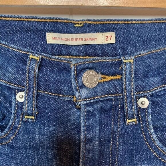 Levis Mile High Super Skinny Jeans Raw Hem 27 - Picture 4 of 9
